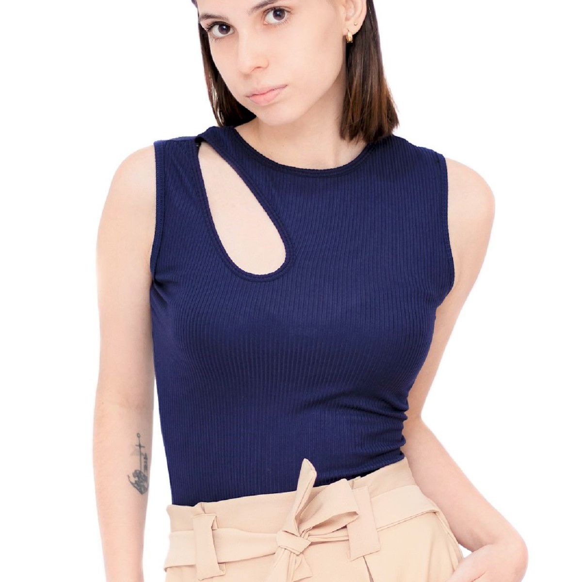 PYT - Polo Manga Cero Asimétrico Rib Mujer