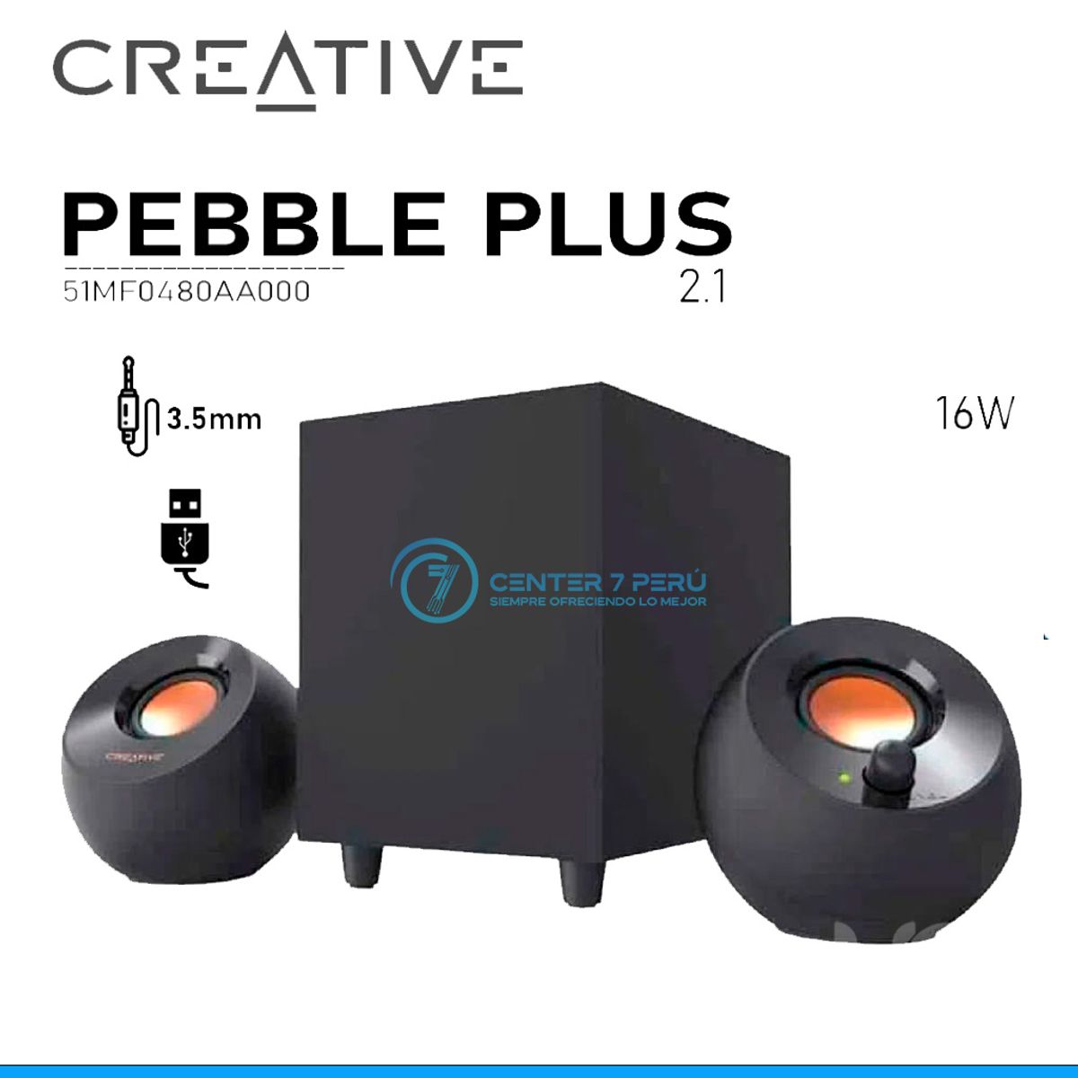 CREATIVE - PARLANTE CREATIVE PEBBLE PLUS 2.1 USB BLACK