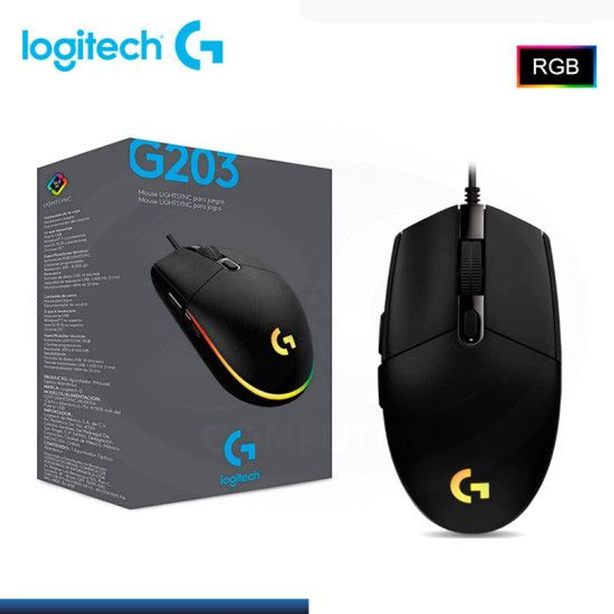 LOGITECH - MOUSE LOGITECH G203 LIGHTSYNC OPTICAL 8000 DPI RGB BLACK
