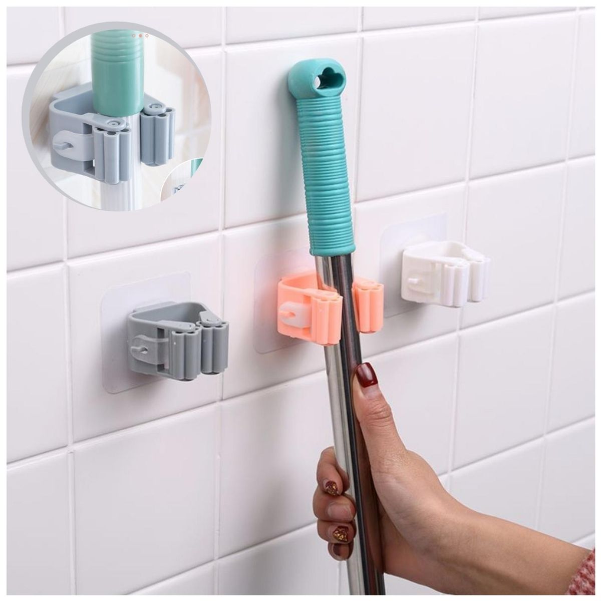 MINARI - Organizador Colgador de Escobas y Trapeadores Soporte X3UND 90C