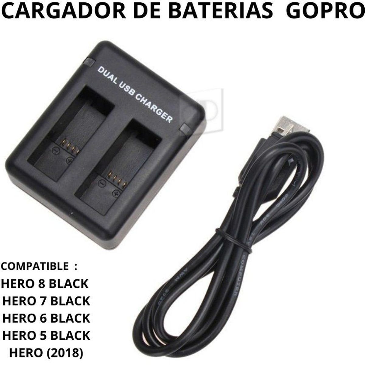 GENERICO - Cargador para gopro hero 8 7 6  black