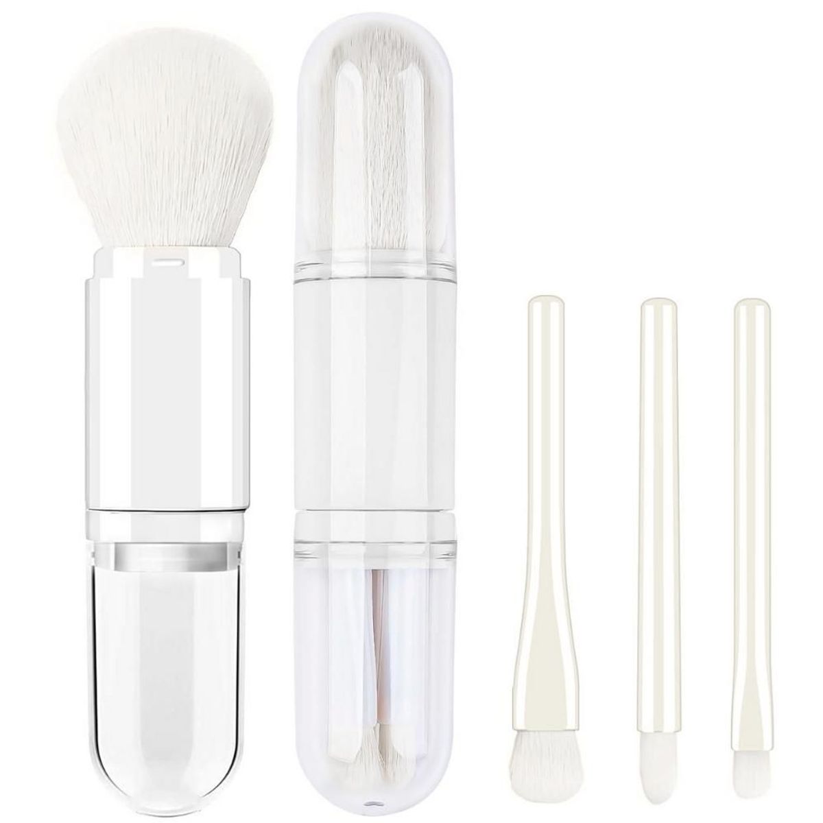 MINARI - Juego de Brochas de Maquillaje Retráctil 4en1 Blanco B41