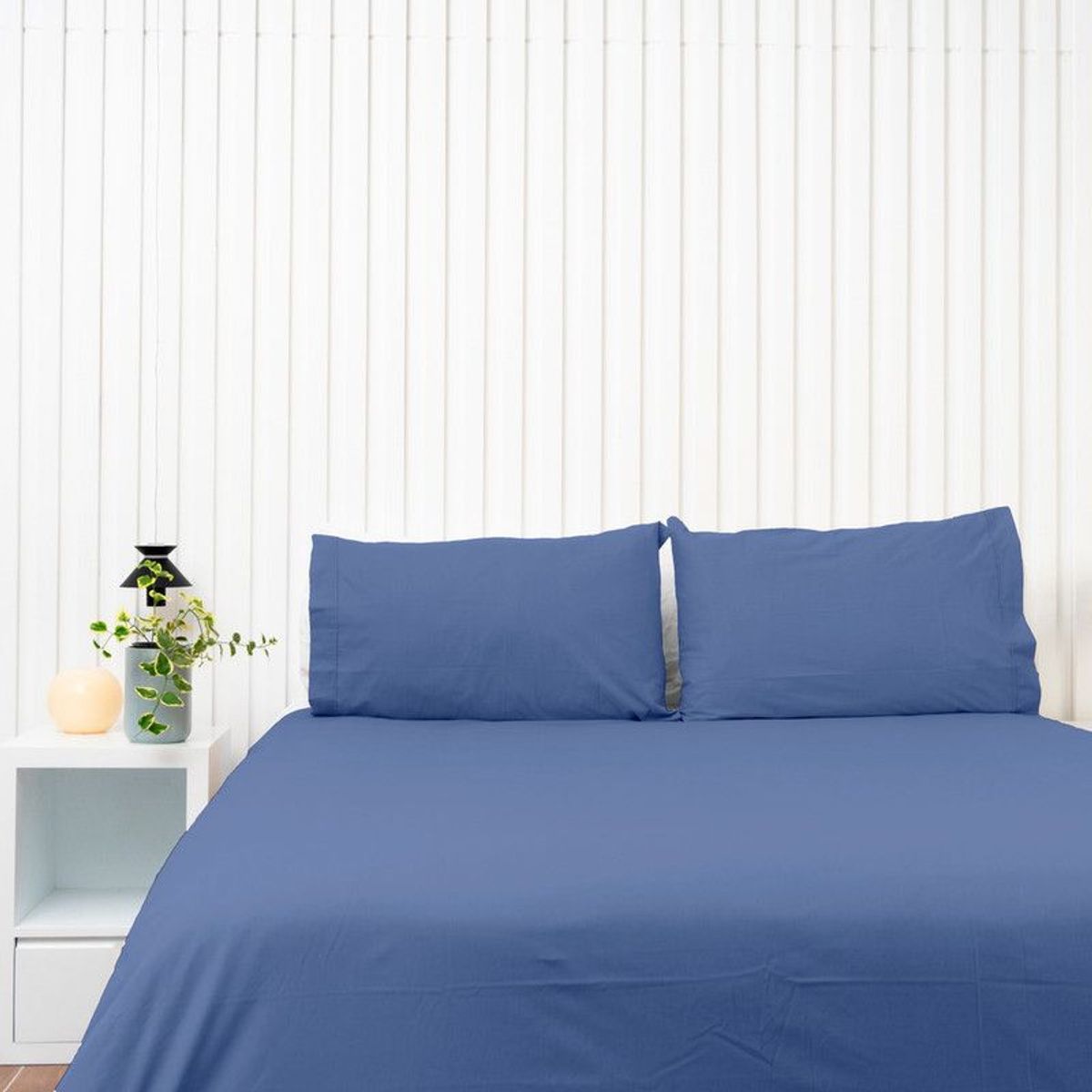 COBITEX HOME - Juego de sábanas Lisas Azul Acero 2 plz 100% Algodón