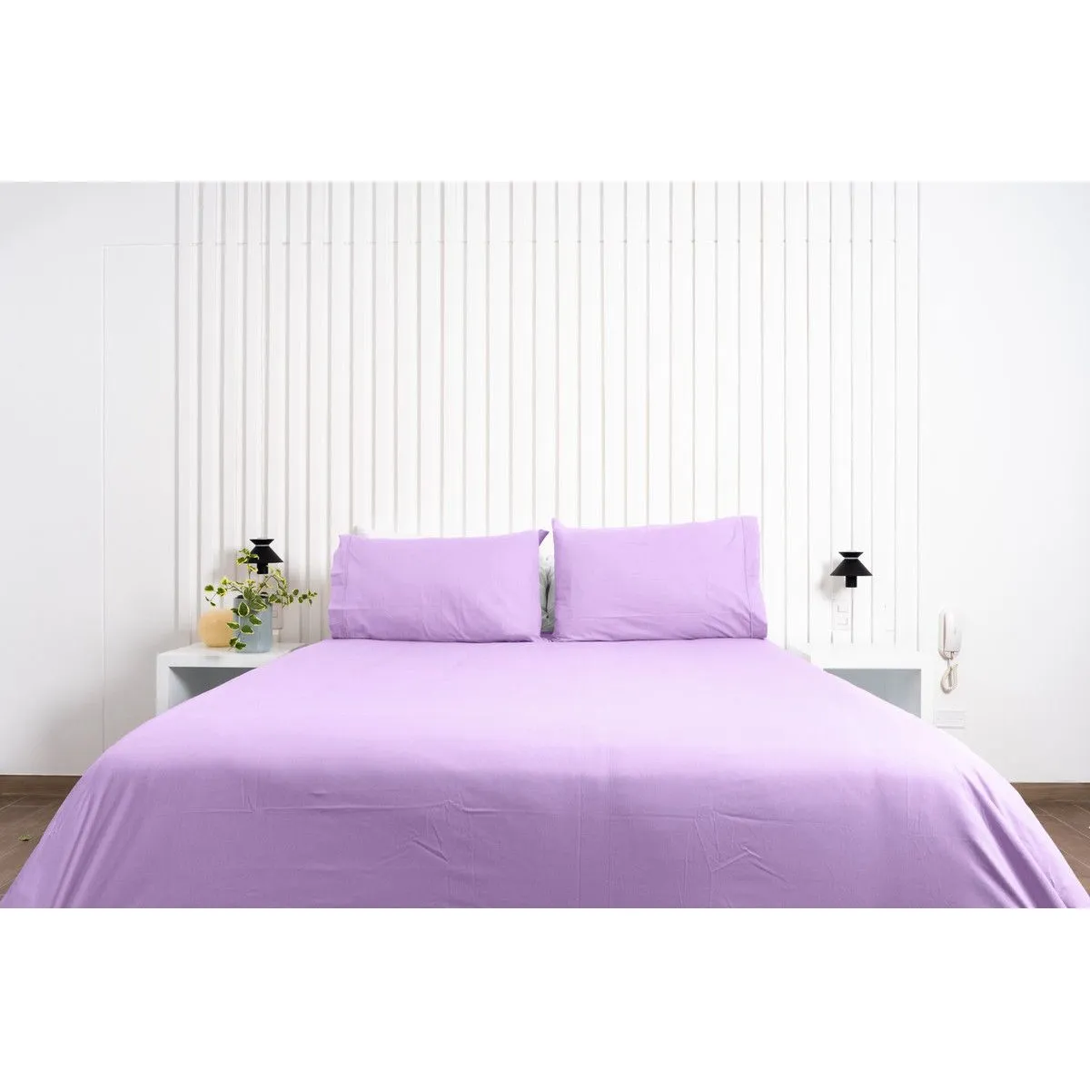 COBITEX HOME - Juego de sábanas Lisas Lila Queen 100 Algodón