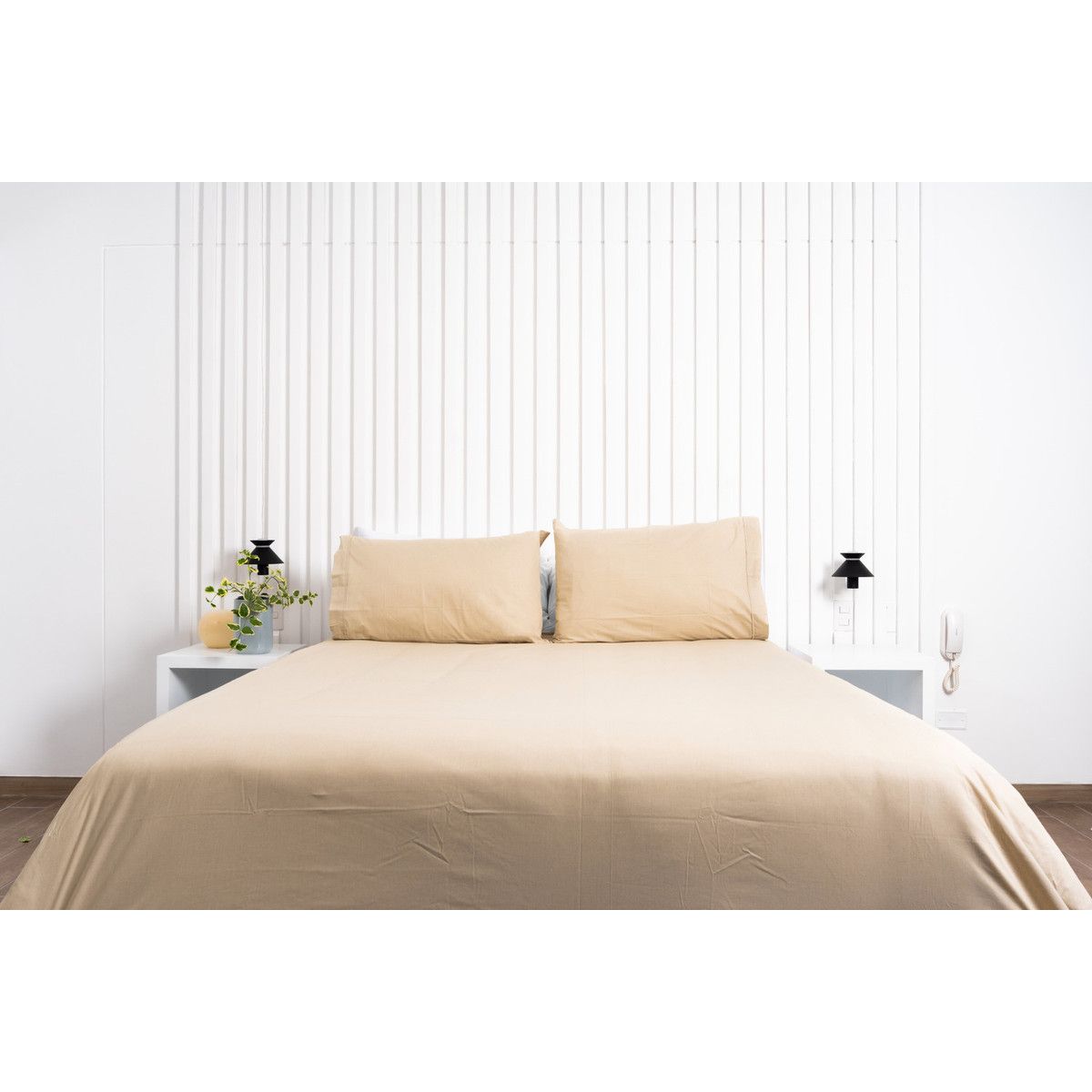 COBITEX HOME - Juego de sábanas Lisas Arenita Queen 100 Algodón