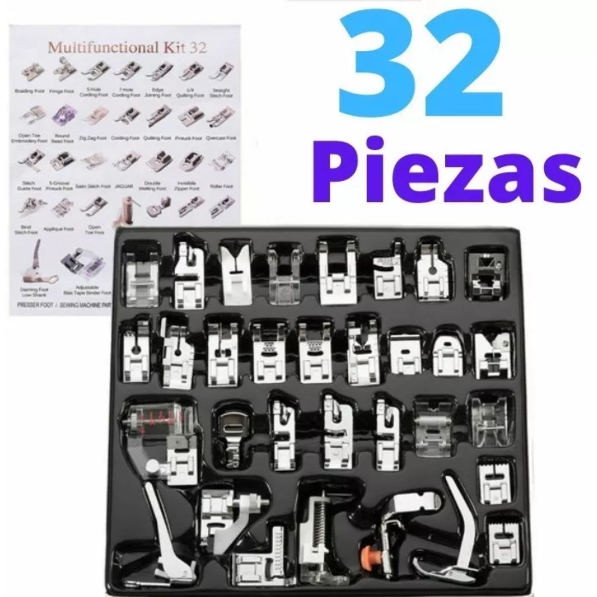 GENERICO - Kit De 32 Prensatelas Para Máquinas De Coser Domésticas