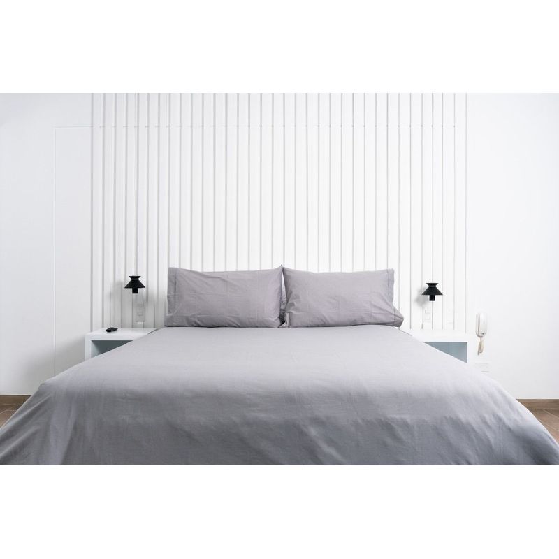 COBITEX HOME - Juego de sábanas Lisas Gris 1.5 plz 100% Algodón