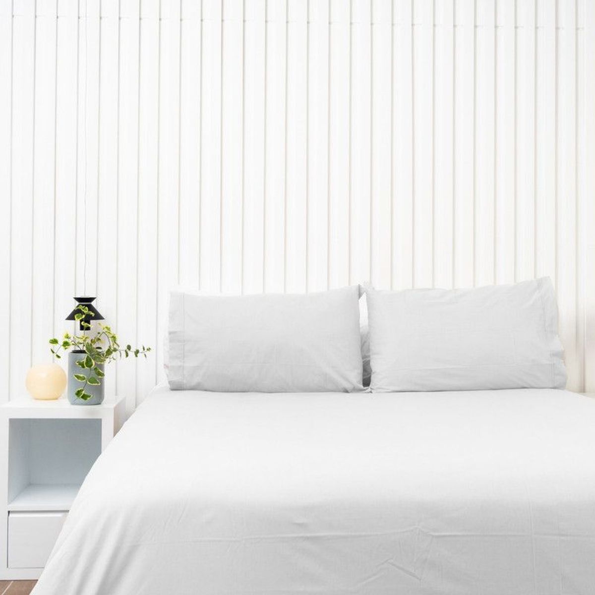 COBITEX HOME - Juego de sábanas Lisas Blanco 200 hilos Queen 100 Algodón