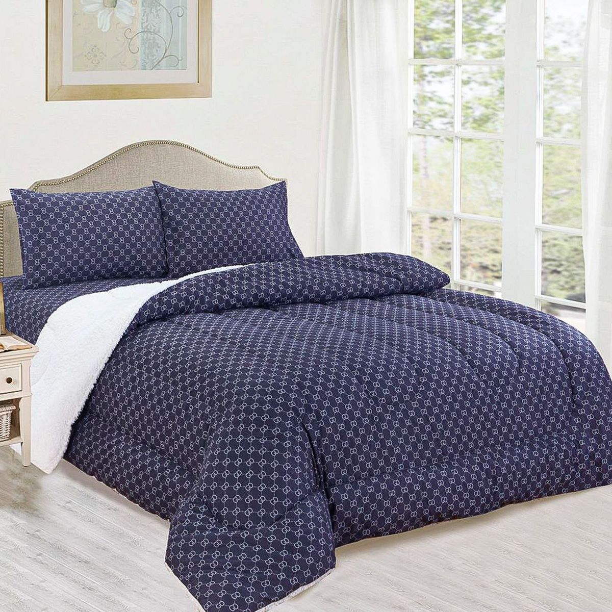 CASATEX - Edredón Acolchado Tela Carnero  100% Algodón + Sabanas 2 Plazas - TC09