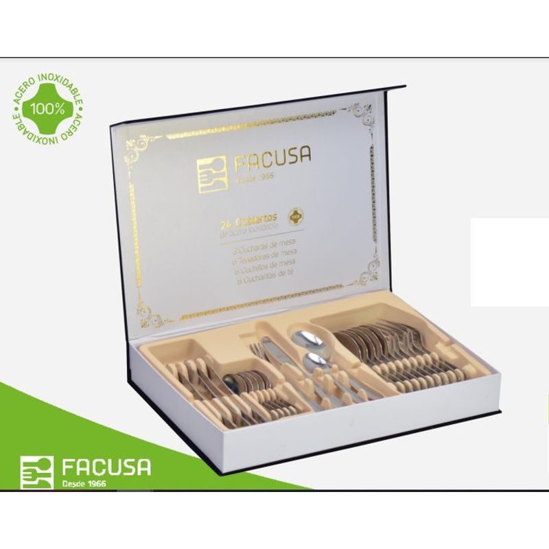 FACUSA - Juego De Cubiertos Facusa X24 Acero Inoxidable Caja De Regalo