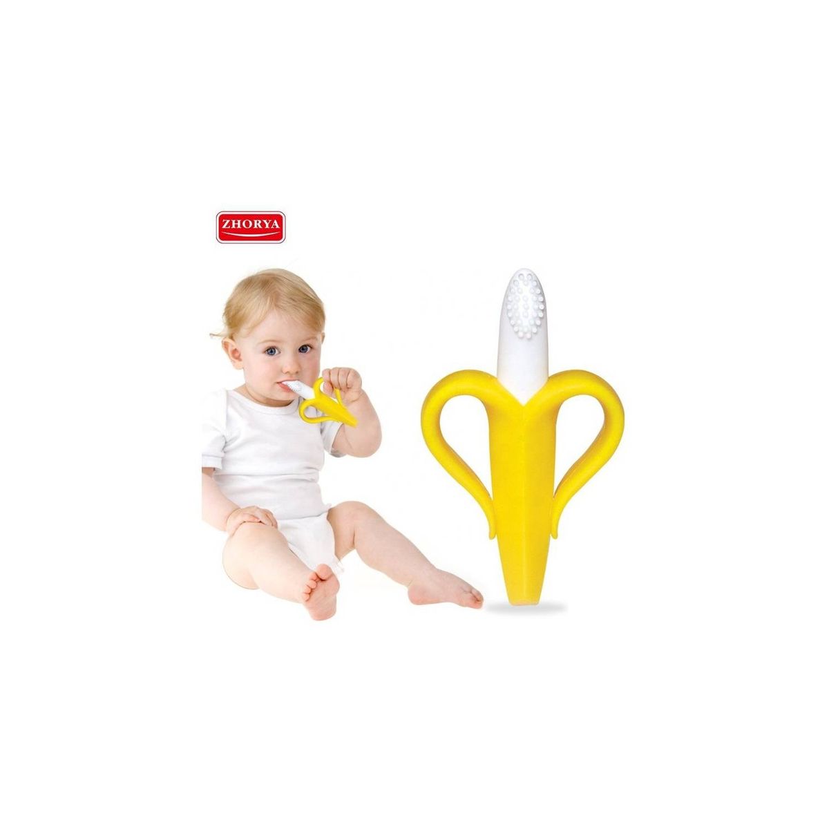 GENERICO - Generic - Cepillo Mordedor Banana para bebés super flexible