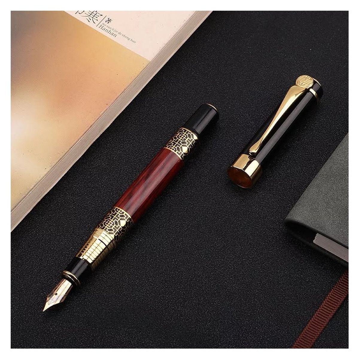 GENERICO - Pluma fuente estilográfica con 05 cartuchos de tinta