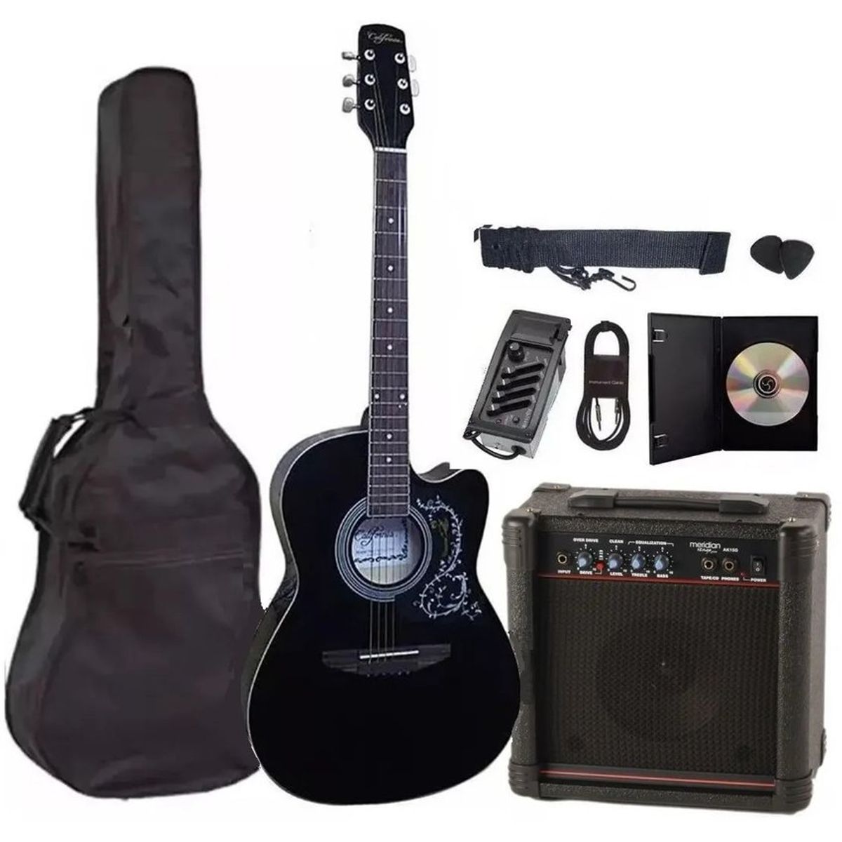 GENERICO - Guitarra electroacústica pack amplificador