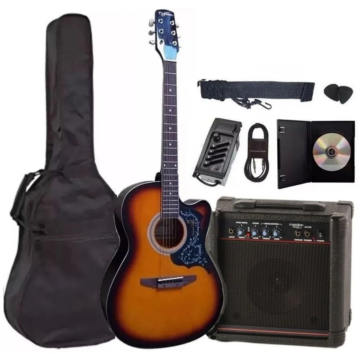 GENERICO - Guitarra electroacústica pack amplificador