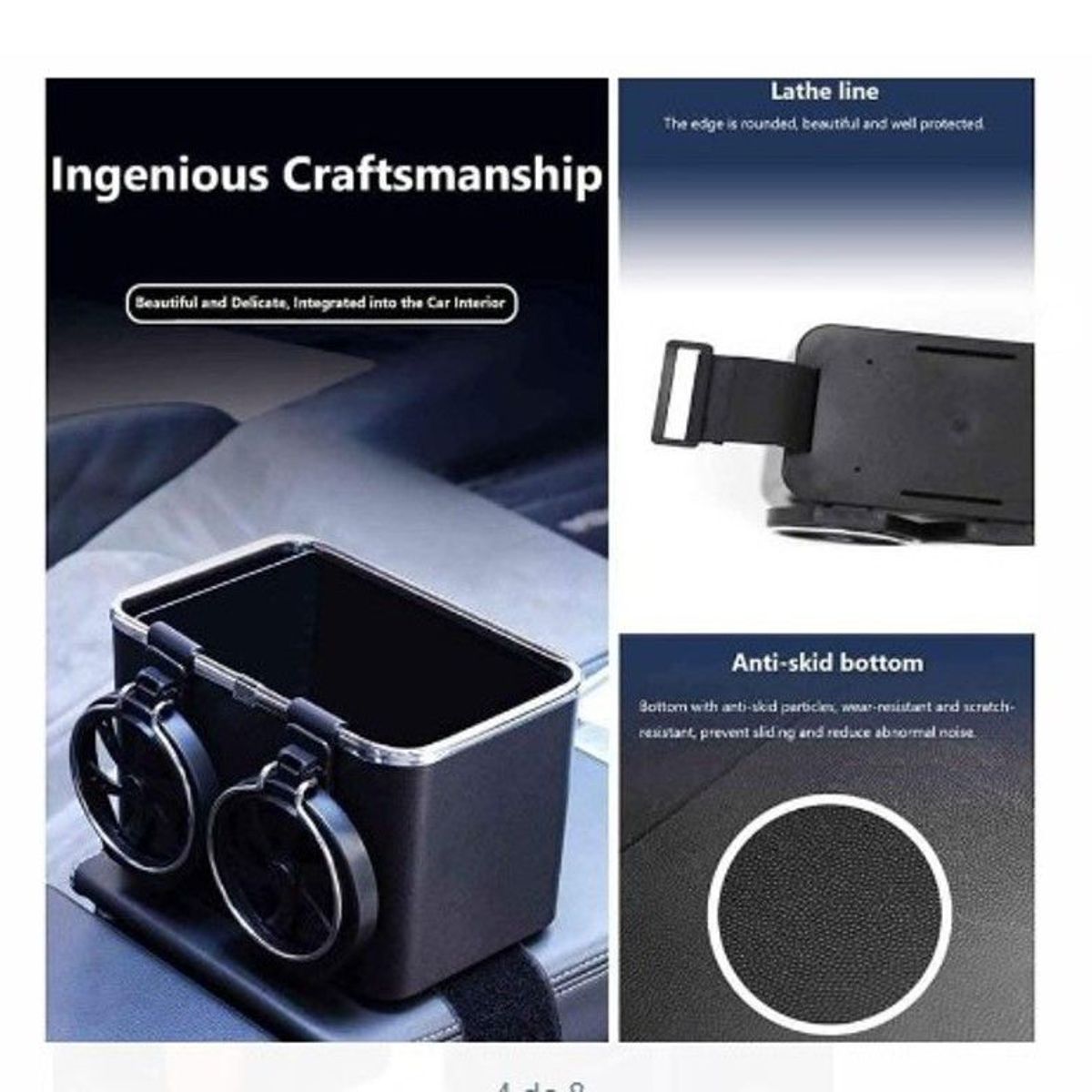 GENERICO - Caja portavaso multifuncional  para auto negro