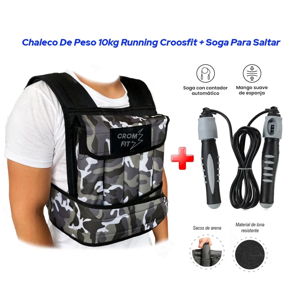 HOLGU - Chaleco De Peso 10kg Running Croosfit  Soga Para Saltar