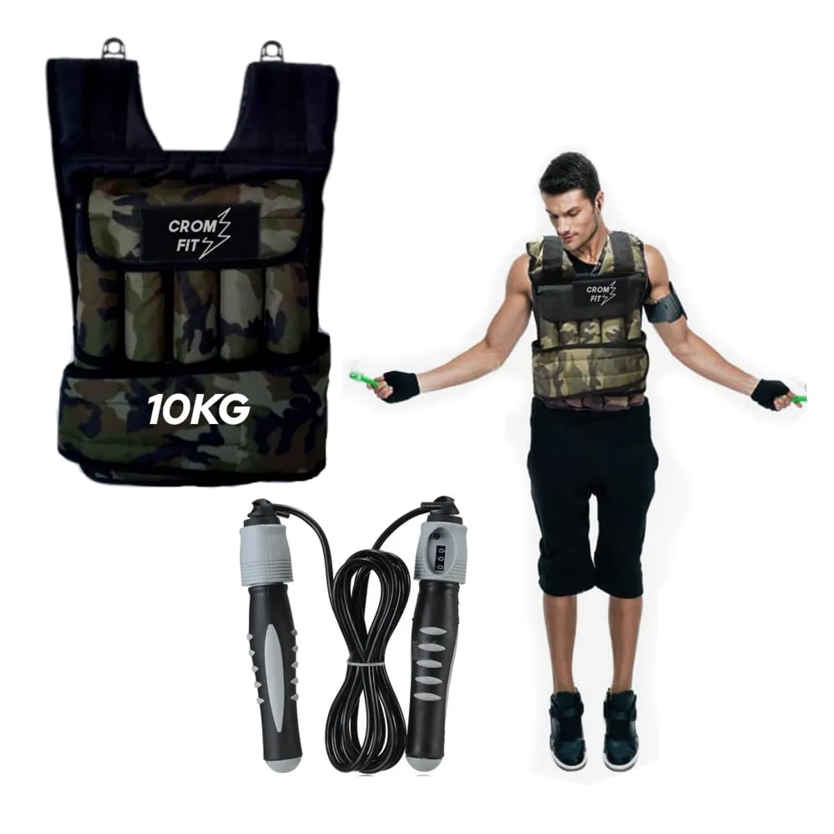 HOLGU - Chaleco De Peso 10kg Running Croosfit  Soga Para Saltar