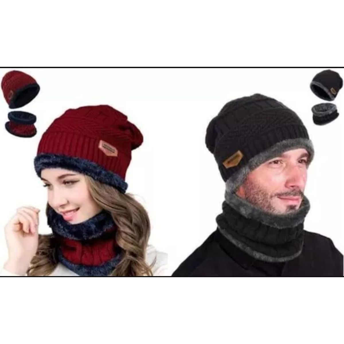 GENERICO - Gorro con cuellera unisex con forro de peluche antialérgico