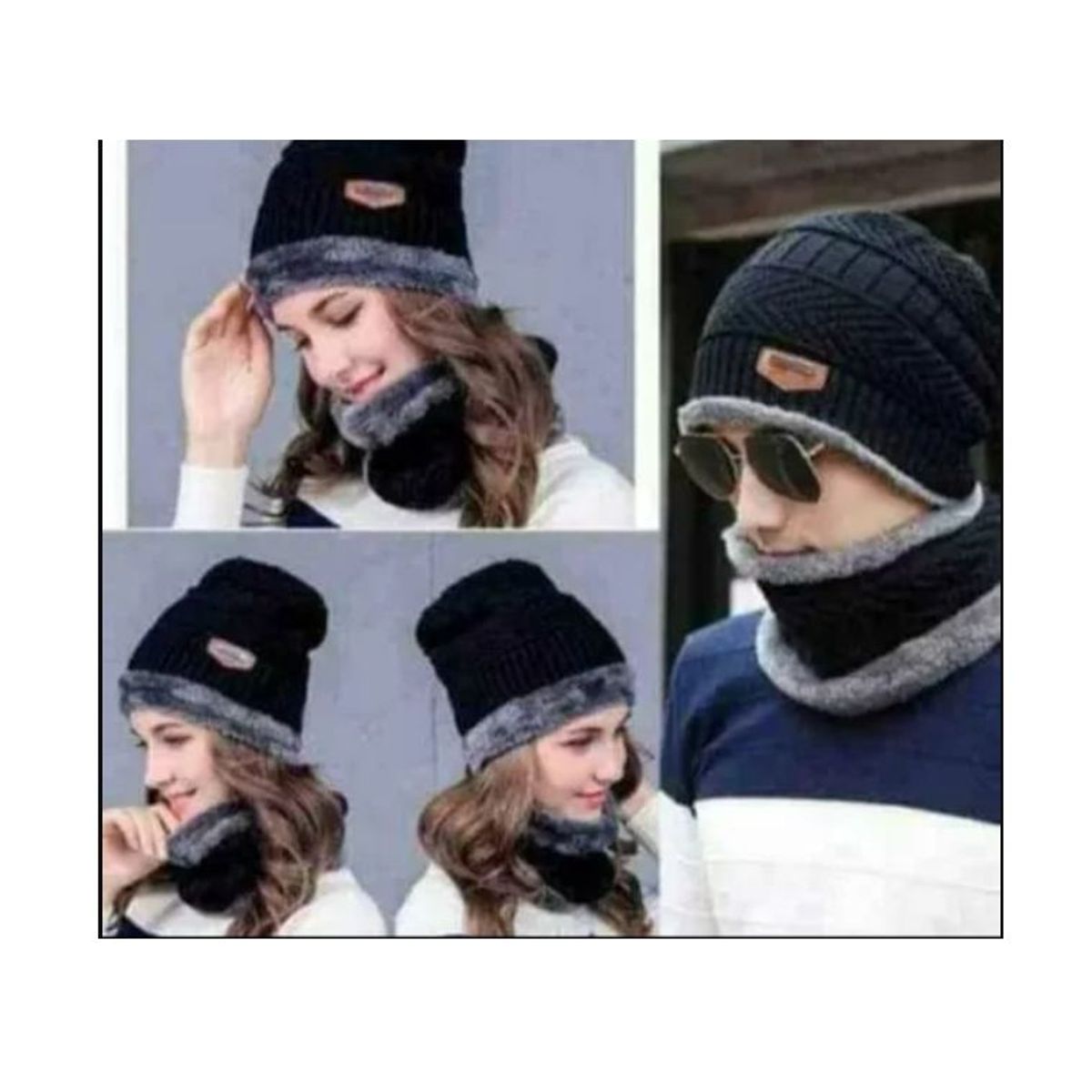 GENERICO - Gorro con cuellera unisex con forro de peluche antialérgico