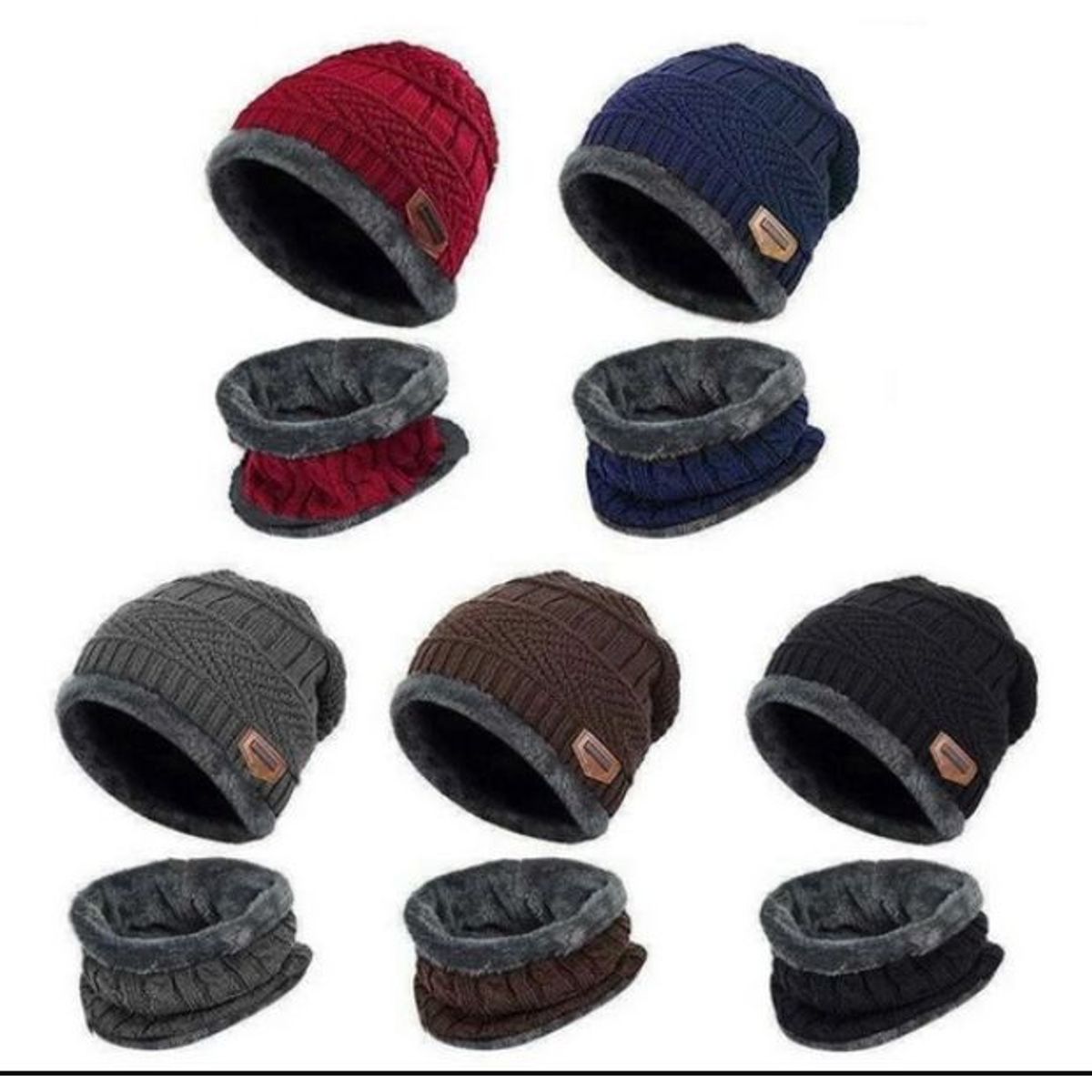 GENERICO - Gorro con cuellera unisex con forro de peluche antialérgico