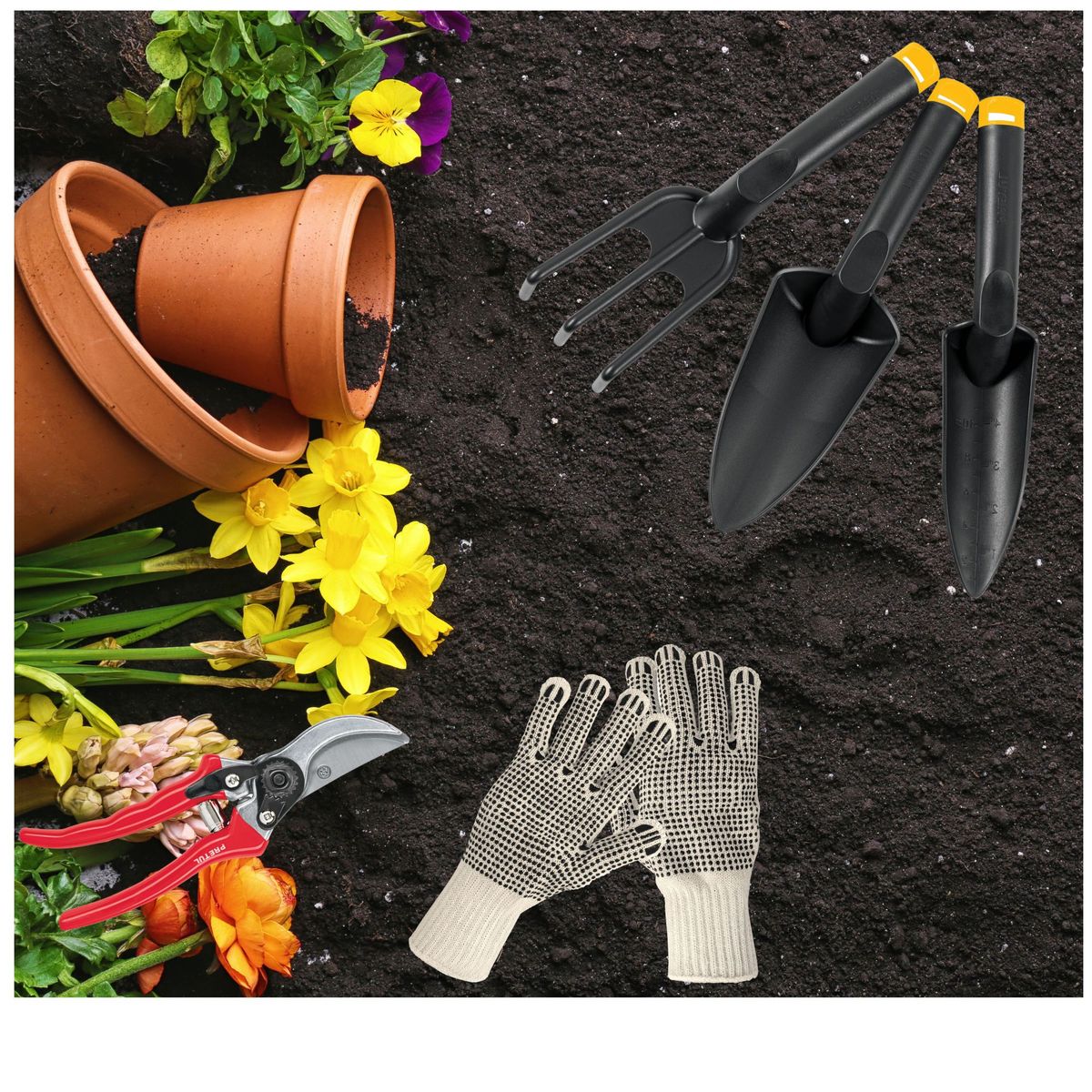 PRETUL - Juego herramientas para jardín 6 piezas, Pretul