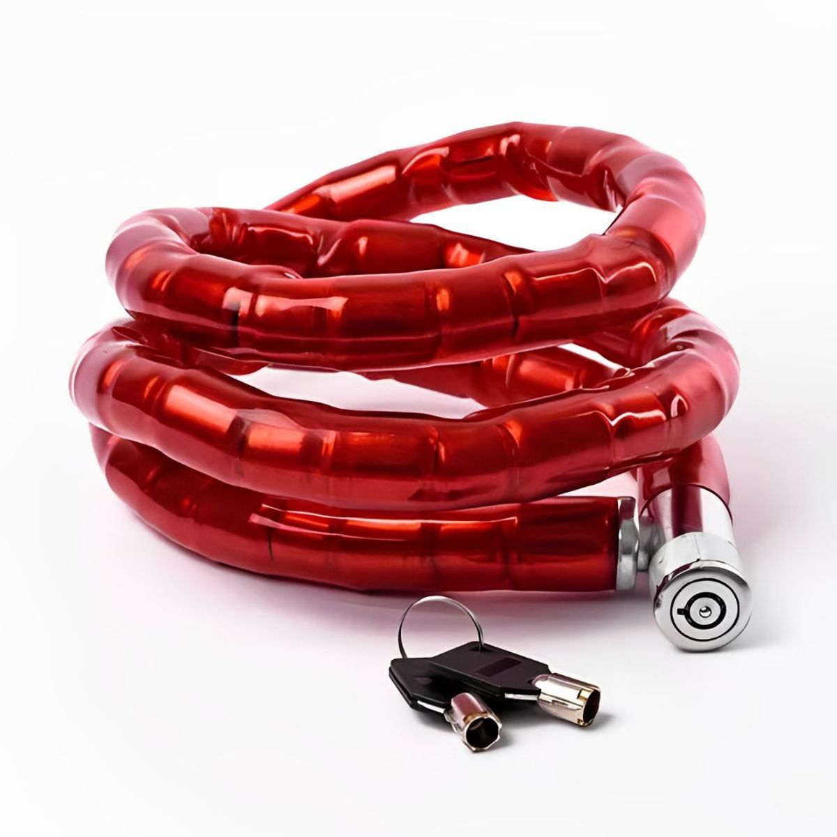 OREGON - Cadena Moto 1.5 Mts Rojo Forrada Seguridad Bicicleta