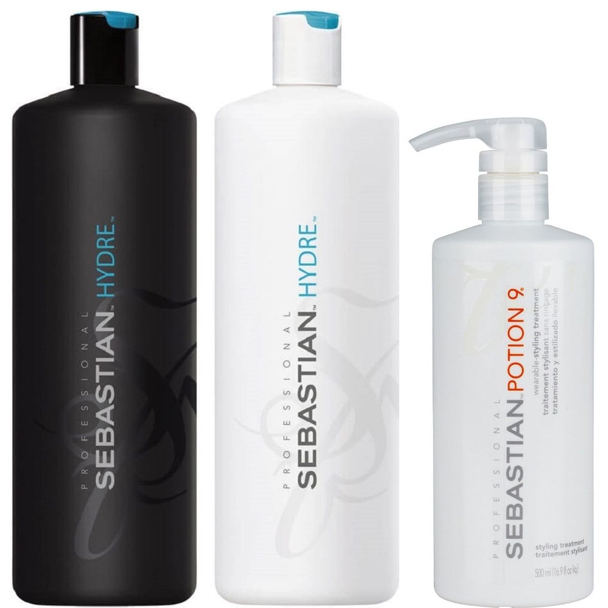 SEBASTIAN - Shampoo Hidratante 1000ml + Acondicionador + Potion9 Sebastian Hydre