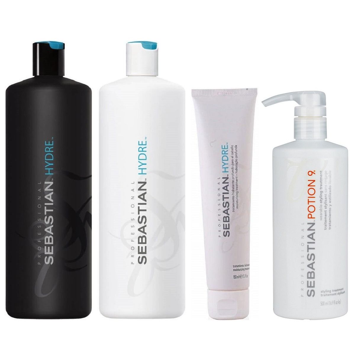 SEBASTIAN - Shampoo 1000ml + Acondicionador + Mascarilla + Potion9 Sebastian Hydre