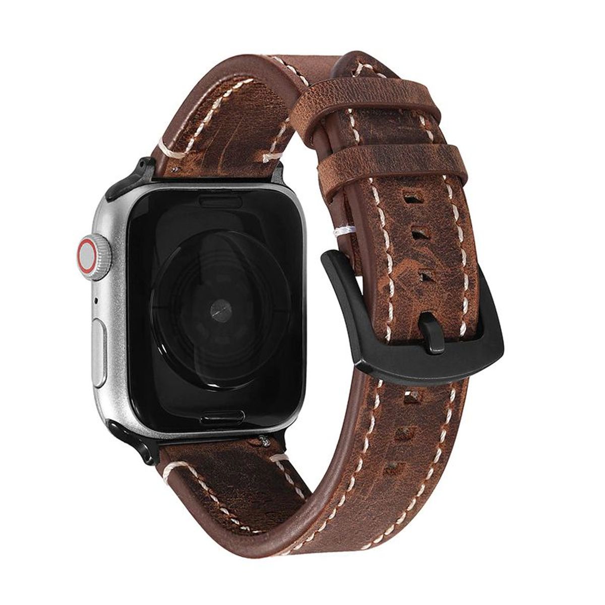 GENERICO - Correa CUERO para Apple Watch 42mm - 44mm - 45mm - 49mm - Marron