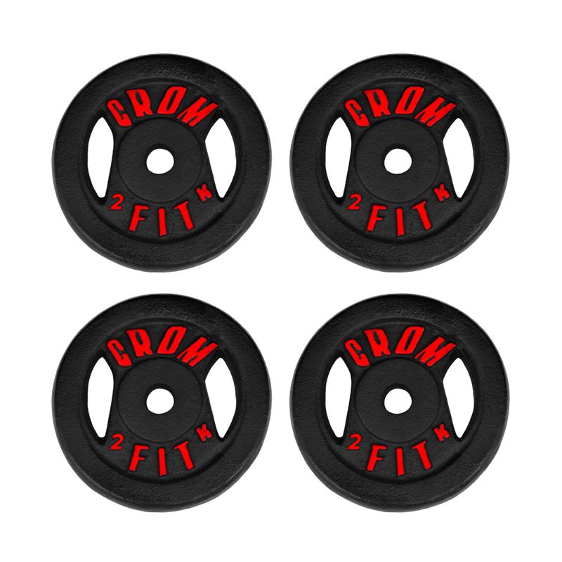 HOLGU - 4 Super Discos de 2kg Gym Fitness - Peso Exacto