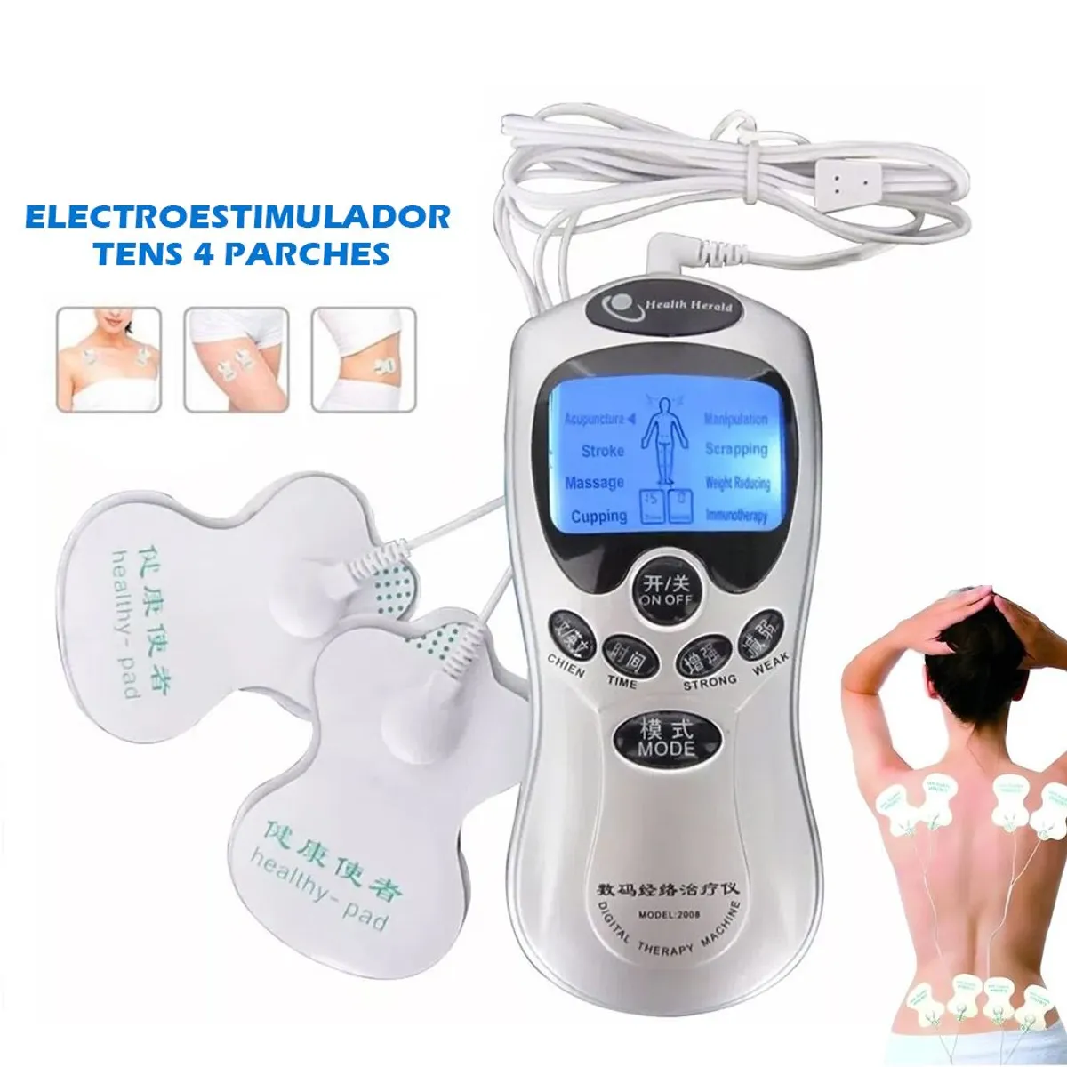 HOLGU - Masajeador Tens de 4 Parches electroestimulador