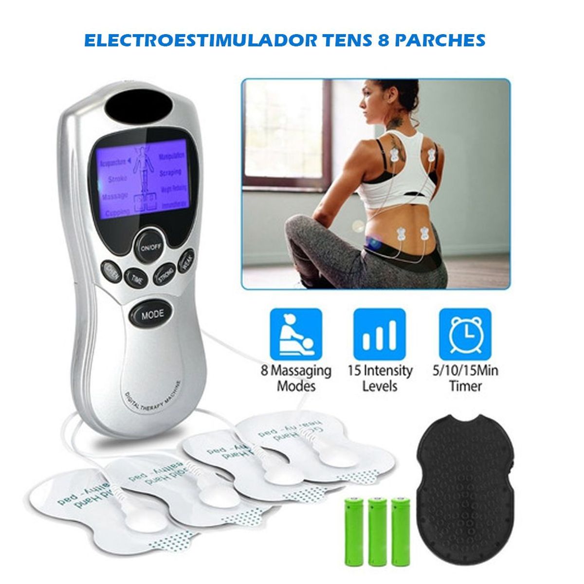 HOLGU - Masajeador Tens de 8 Parches electroestimulador