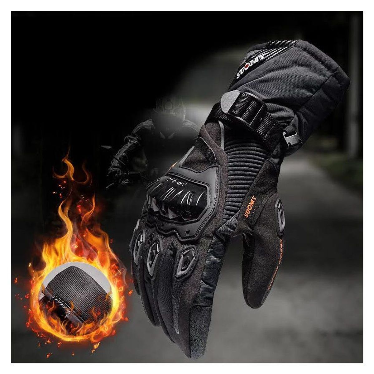 GENERICO - Guantes  impermeables cálidos para moto - negro