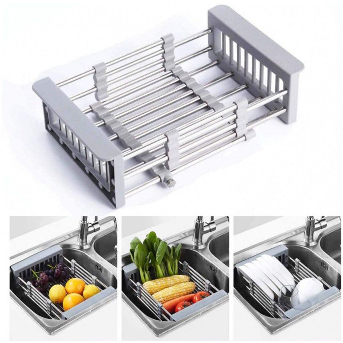 GENERICO - Escurridor retractil de acero inoxidable