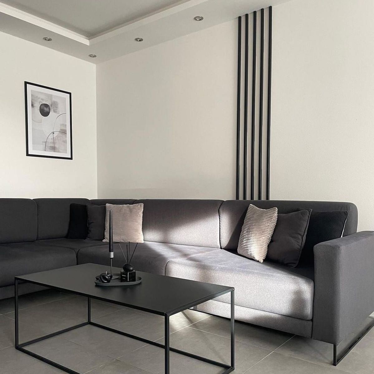 GENERICO - Mesa de centro rectangular negro 80x50x40