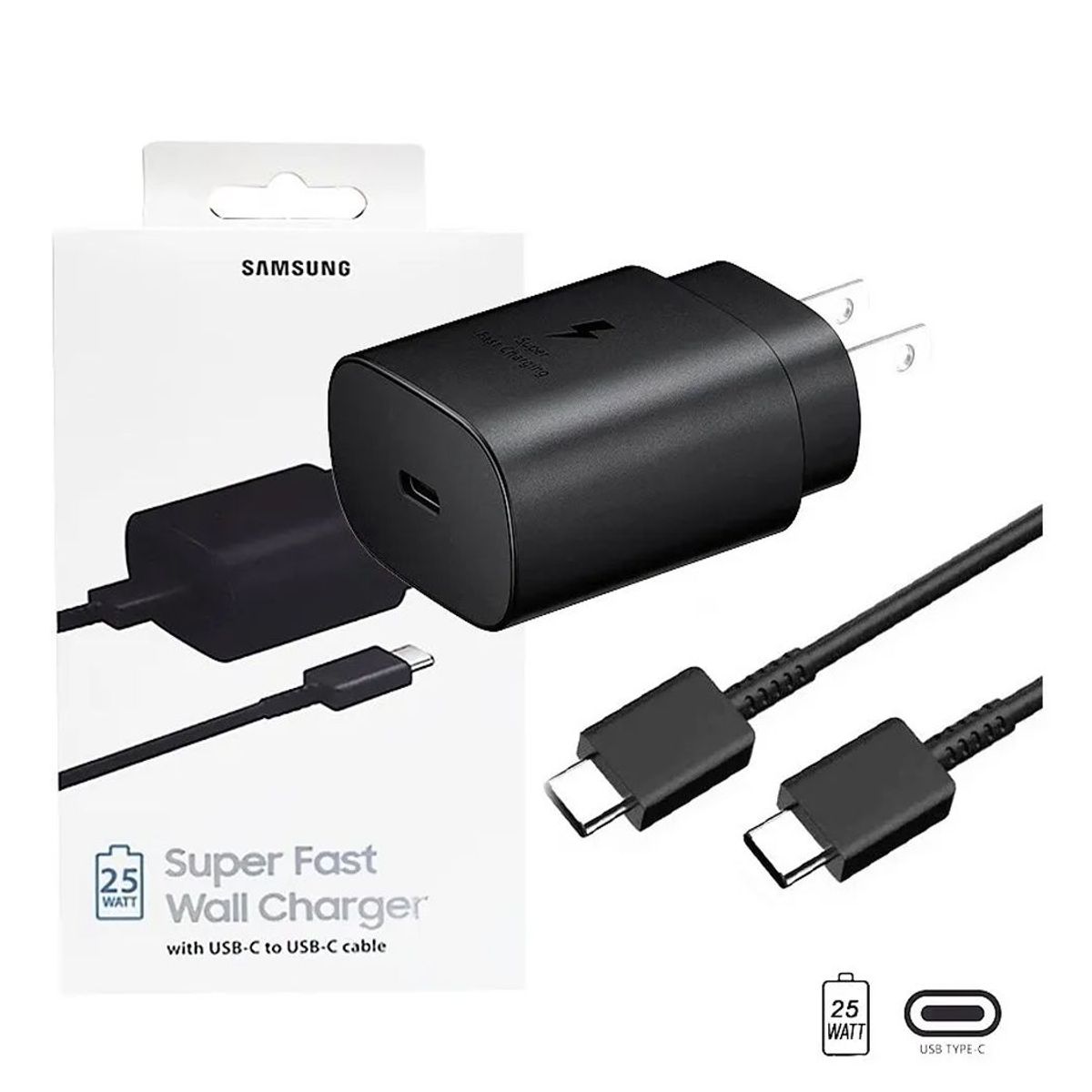 SAMSUNG - Cargador Samsung Galaxy A70 A80 Súper Fast Charging Usb C - Negro