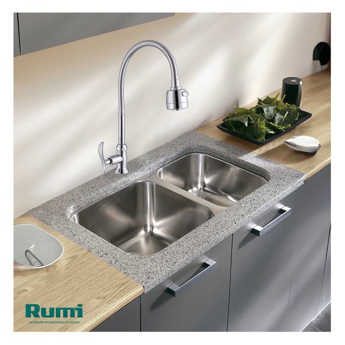 RUMI - LLAVE PARA LAVADERO AL MUEBLE LRT RT-03 CROMADA RUMI