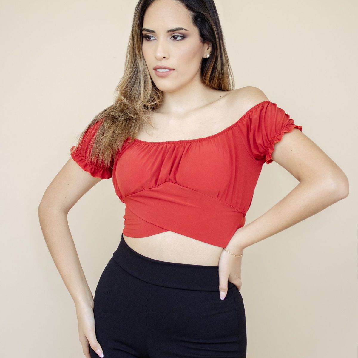 PYT - Top Blusa Seda Francesa Manga Corta Mujer