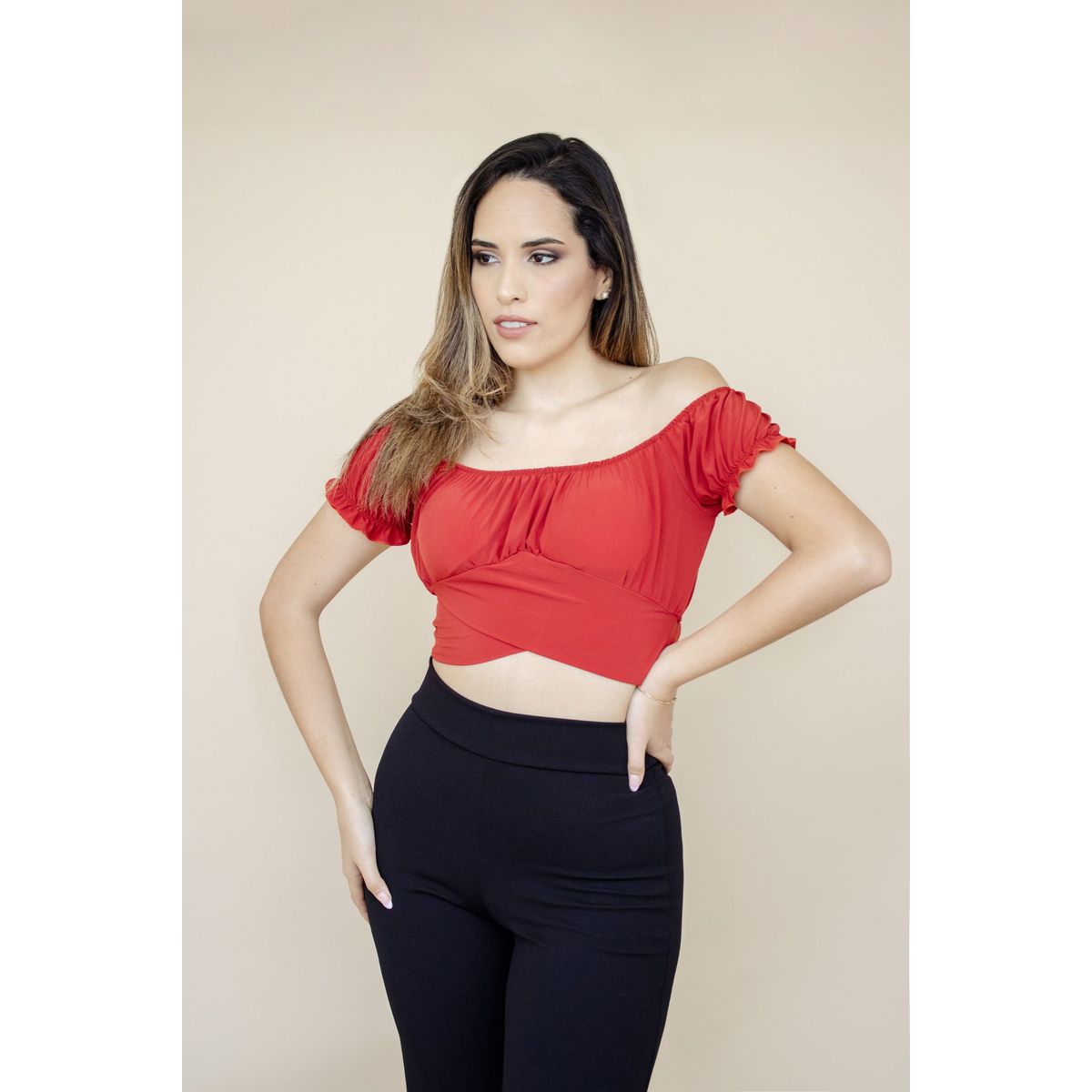 PYT - Top Blusa Seda Francesa Manga Corta Mujer