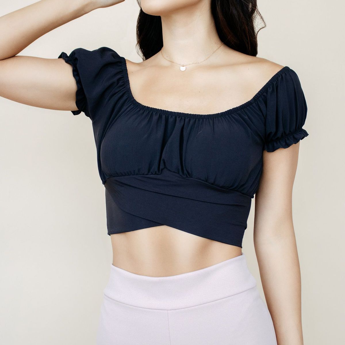PYT - Top Blusa Seda Francesa Manga Corta Mujer