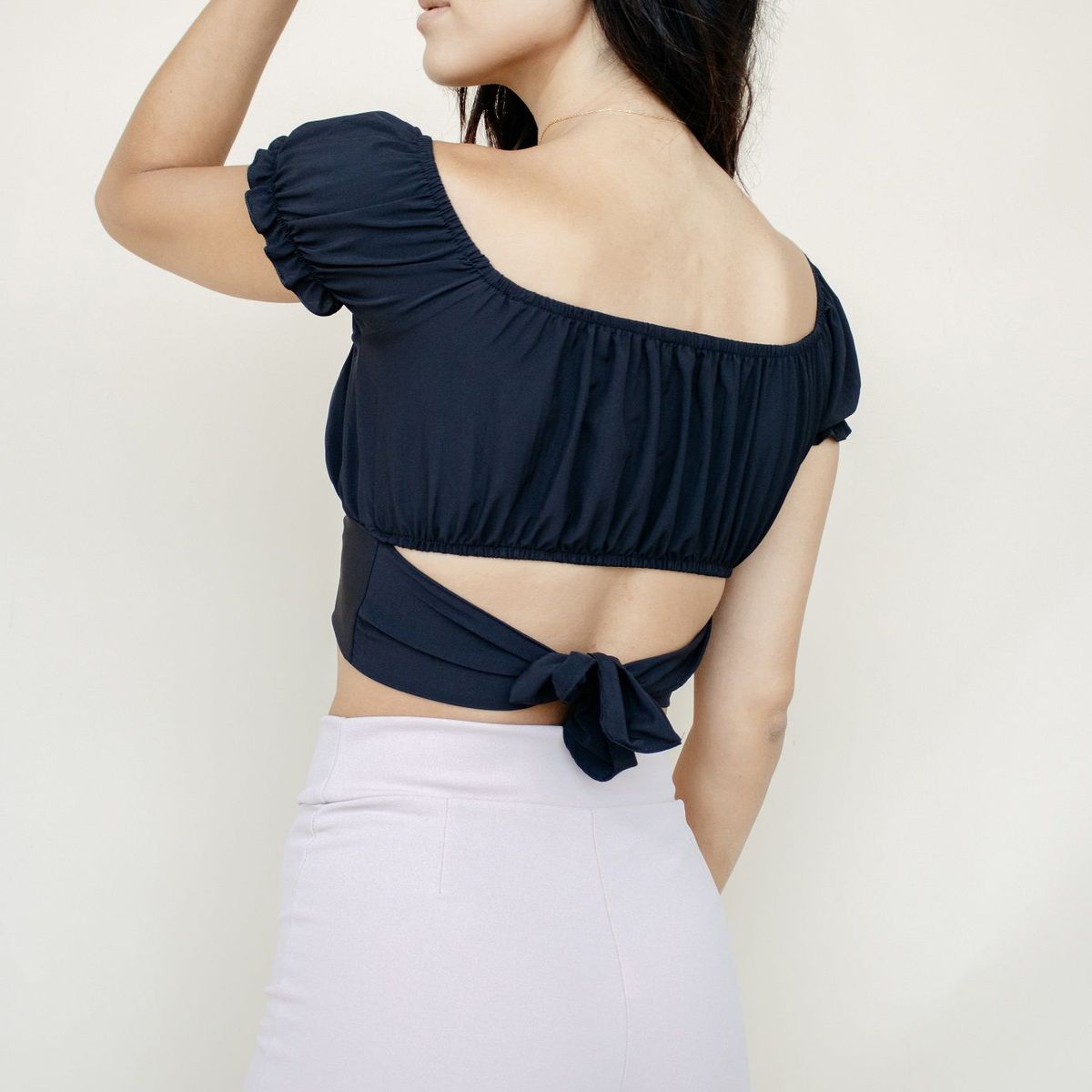 PYT - Top Blusa Seda Francesa Manga Corta Mujer