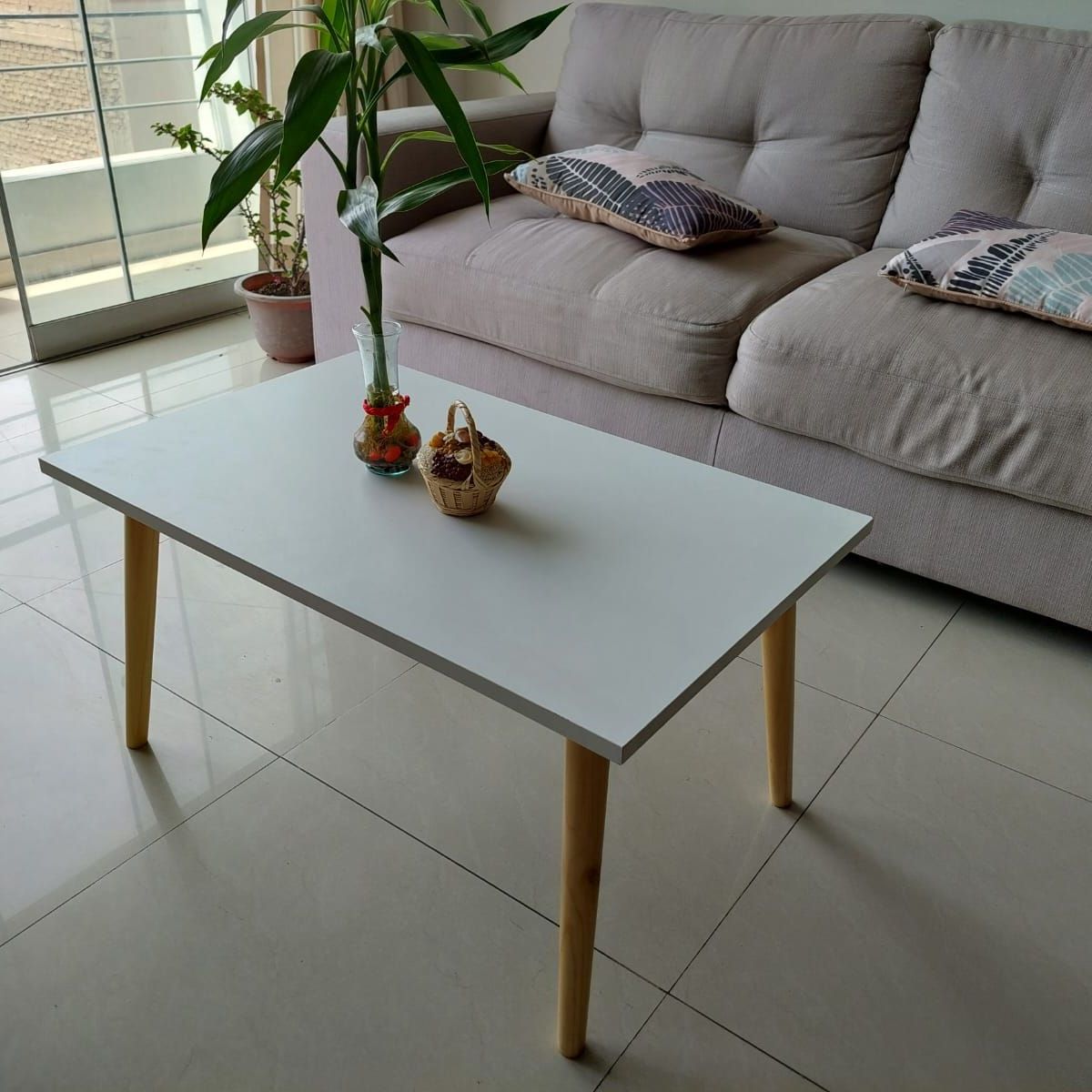 GENERICO - Mesa de centro rectangular blanca