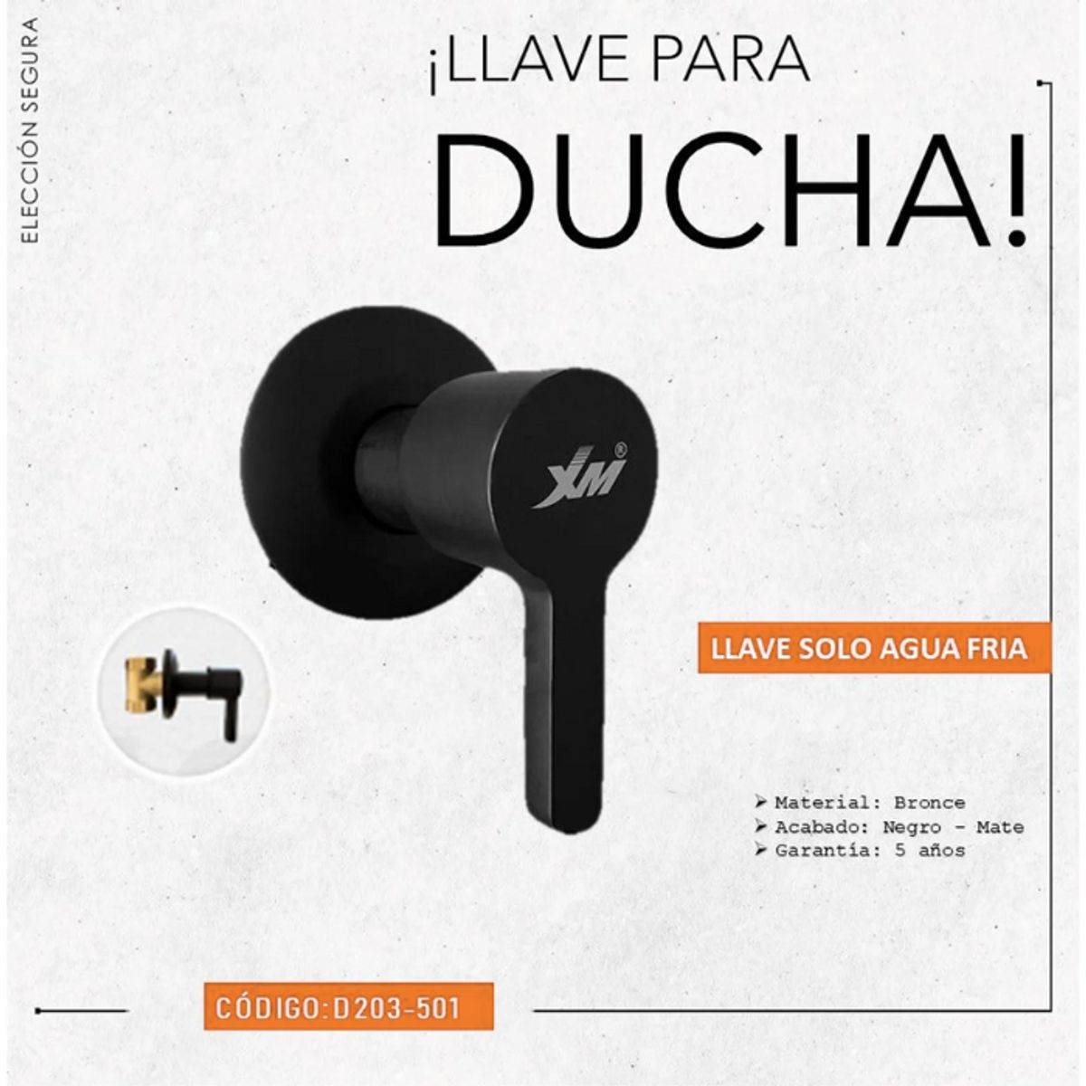 XM - LLAVE PARA DUCHA NEGRO D203-501