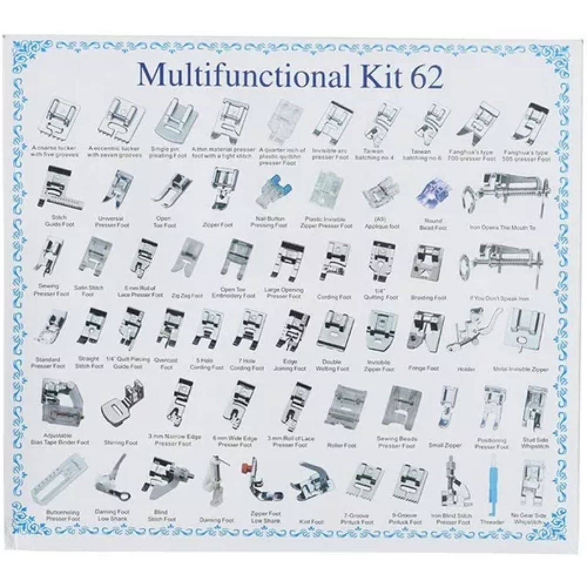 GENERICO - Prensatelas 62 Pies Maquina coser Domestica Brother Singe