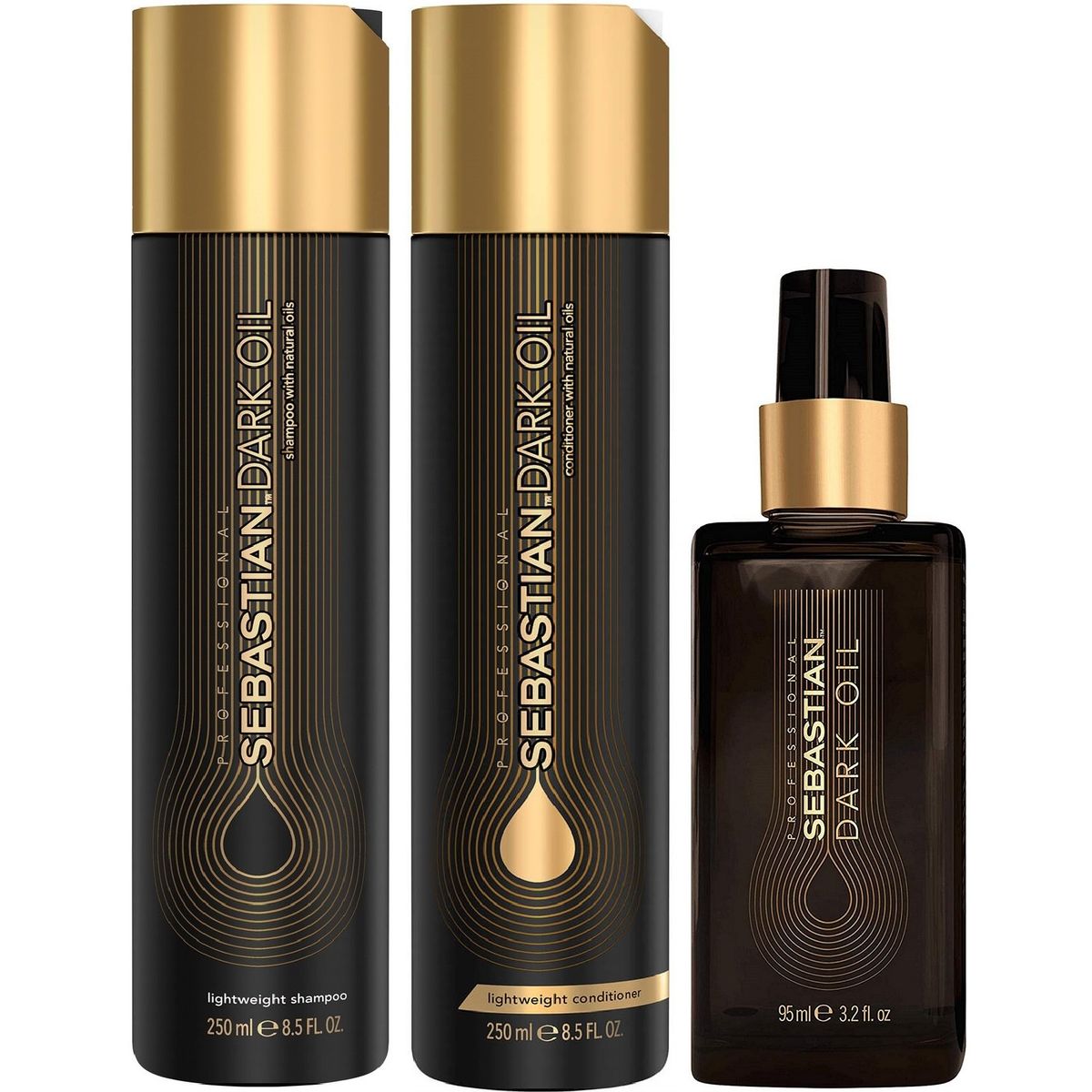 SEBASTIAN - Shampoo 250ml + Acondicionador + Aceite Sebastian Dark Oil