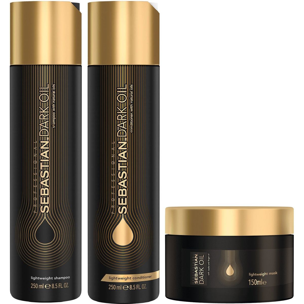 SEBASTIAN - Shampoo 250ml + Acondicionador + Mascarilla Sebastian Dark Oil