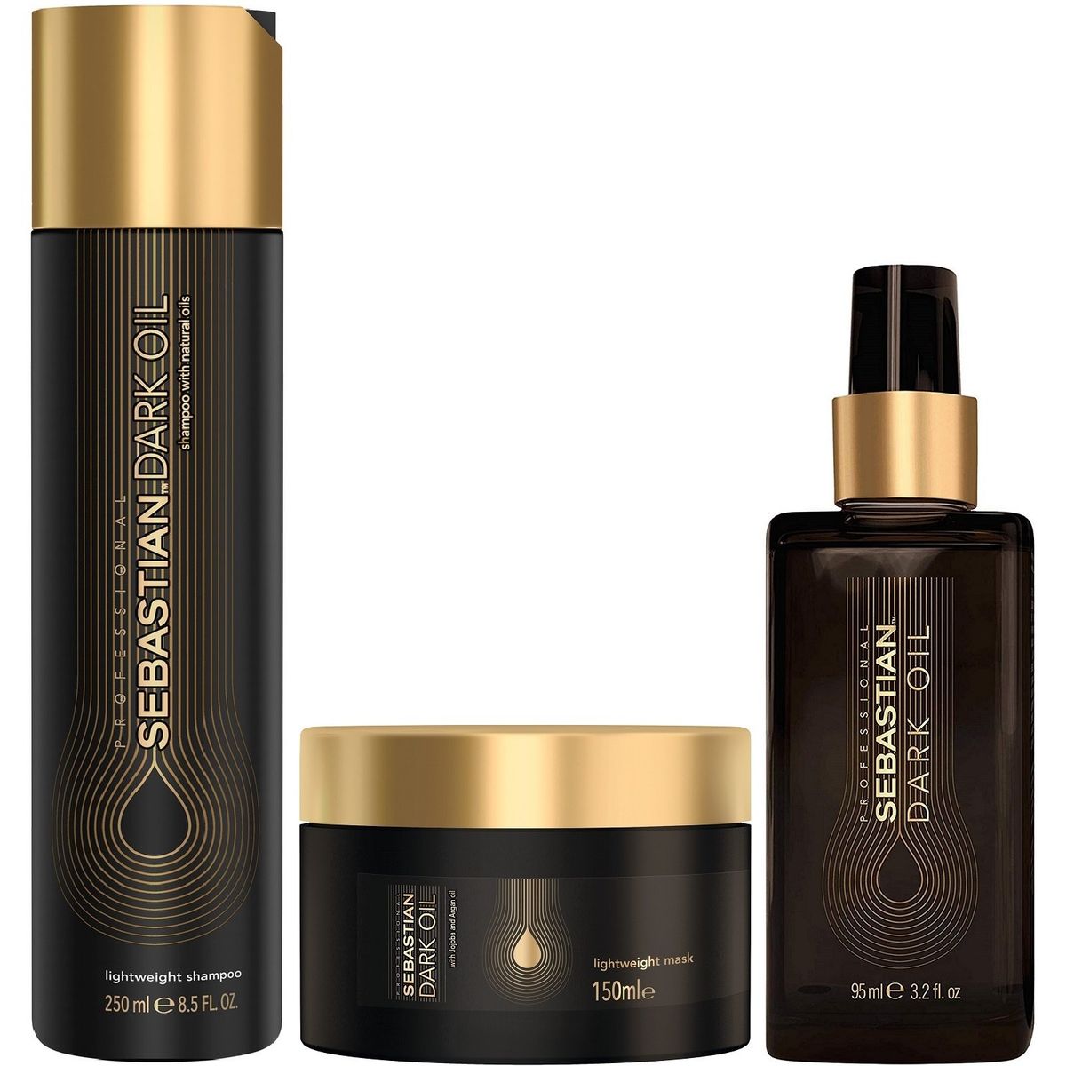 SEBASTIAN - Shampoo 250ml + Mascarilla + Aceite Sebastian Dark Oil