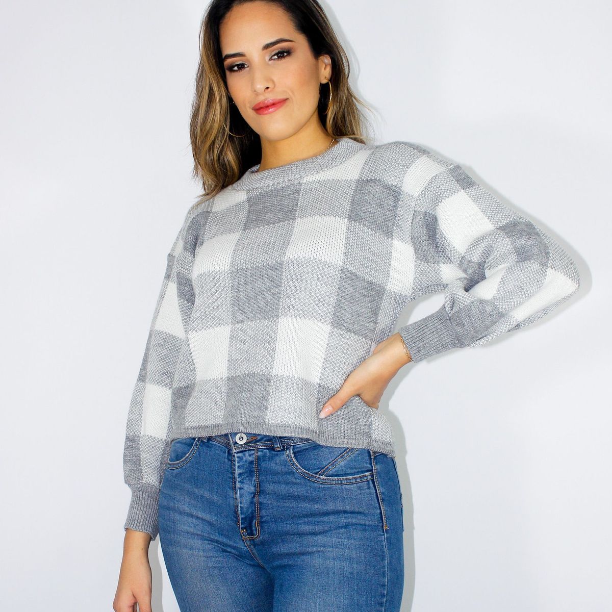 PYT - Chompa Cuadros Hilo Mujer.-