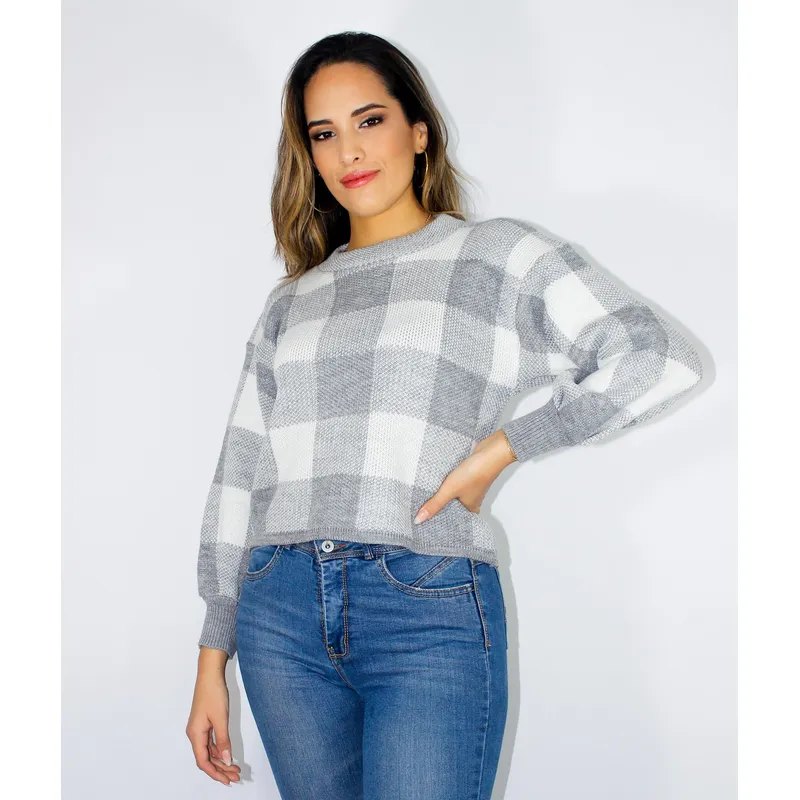 PYT - Chompa Cuadros Hilo Mujer.-