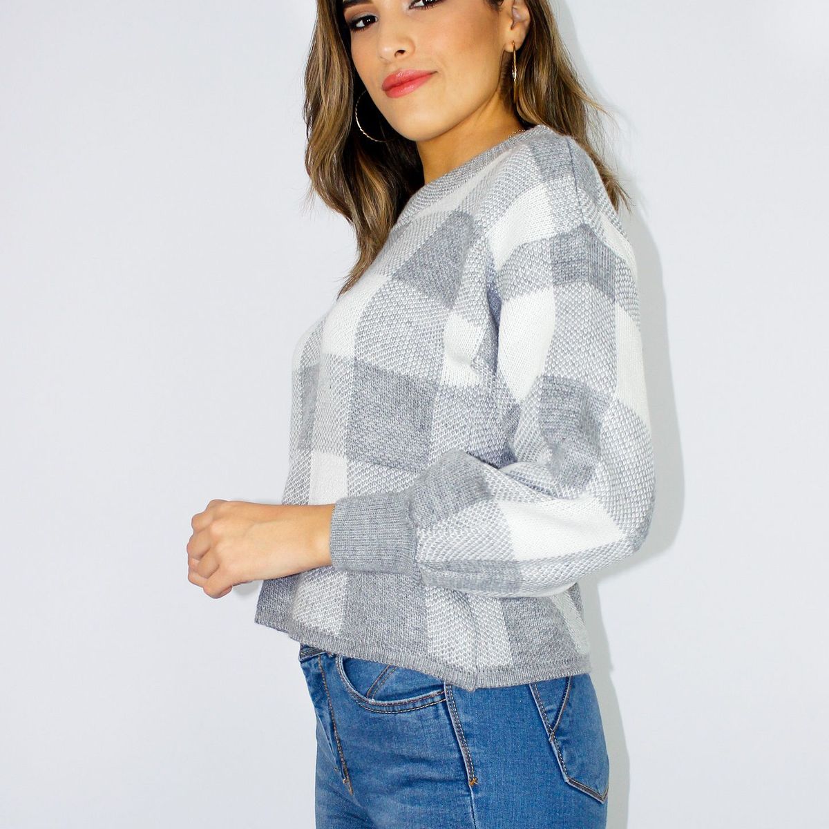 PYT - Chompa Cuadros Hilo Mujer.-